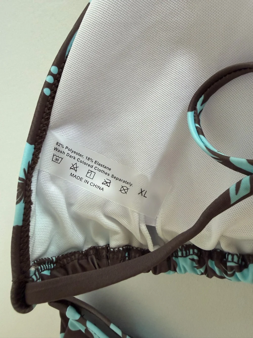 Shein bikini swimsuit 2 piece Size XL Brown Blue Floral Print New